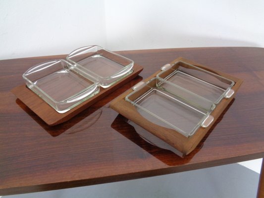 Danish Siam Teak Tray and Glass Bowls from Artiform, Set of 2, 1960s-RDW-848303