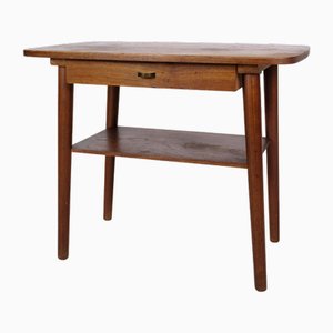 Danish Side Table with Drawer and Shelf in Teak, 1960s-UY-2020825