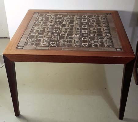 Danish Side Table with Royal Copenhagen Tiles by Severin Hansen for Haslev Møbelsnedkeri, 1960s-QDP-838258