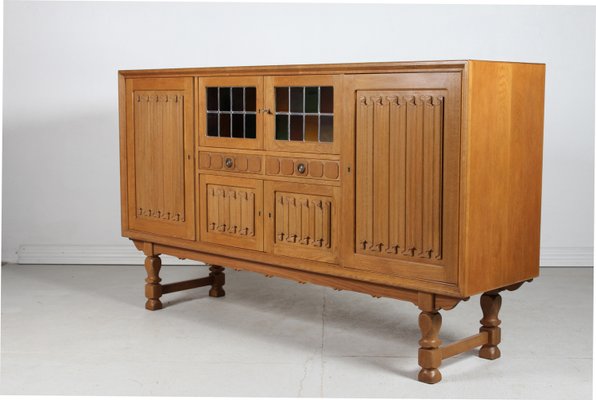 Danish Sideboard in Carved Oak by Henning Kjærnulf, 1970s-QQ-2035770