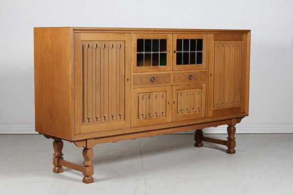 Danish Sideboard in Carved Oak by Henning Kjærnulf, 1970s-QQ-2035770