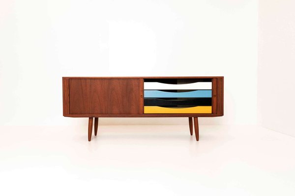 Danish Sideboard in Teak with Colored Drawers by Bruno Hansen-UQV-1185227