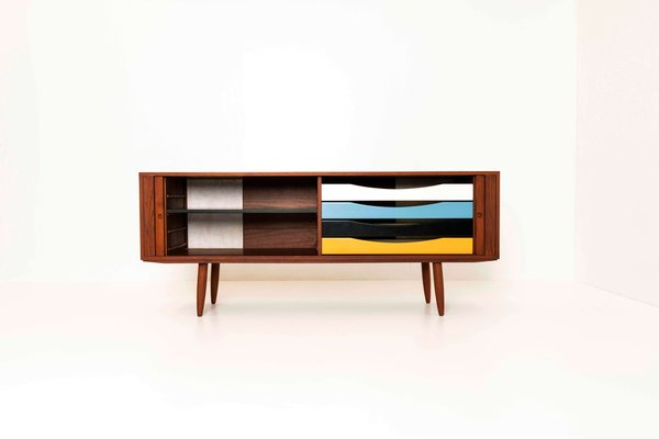 Danish Sideboard in Teak with Colored Drawers by Bruno Hansen-UQV-1185227