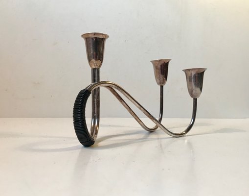 Danish Silver-Plated Candleholder by Carl F. Christiansen, 1950s-LCR-565203