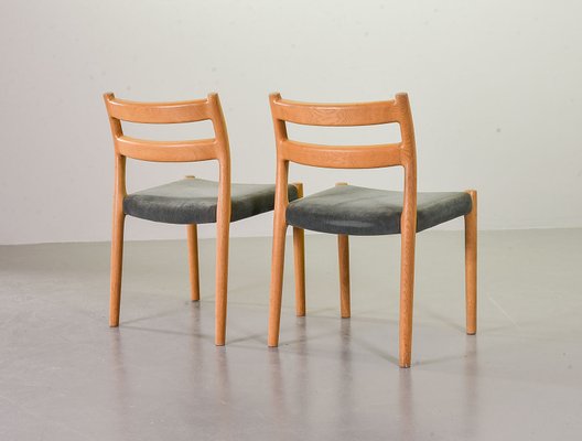 Danish Solid Beech and Gray Velvet Model 84 Dining Chairs by Niels Otto Møller for J.L. Møllers, 1960s, Set of 4-IXC-714286