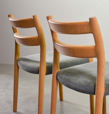 Danish Solid Beech and Gray Velvet Model 84 Dining Chairs by Niels Otto Møller for J.L. Møllers, 1960s, Set of 4-IXC-714286