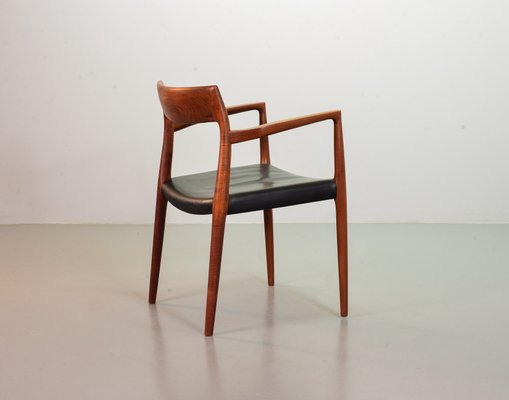 Danish Solid Teak & Black Leather 57 Desk Chair by Niels Otto Moller for J.L. Møllers, 1960s-IXC-866125