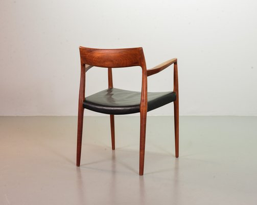 Danish Solid Teak & Black Leather 57 Desk Chair by Niels Otto Moller for J.L. Møllers, 1960s-IXC-866125