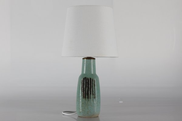 Danish Stoneware Table Lamp in Matte Salt Green Glaze by Eva Stæhr-Nielsen for Saxbo, 1960s-QQ-1725538