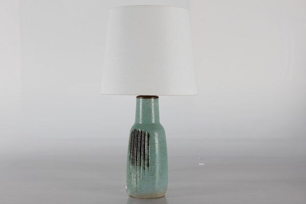 Danish Stoneware Table Lamp in Matte Salt Green Glaze by Eva Stæhr-Nielsen for Saxbo, 1960s-QQ-1725538