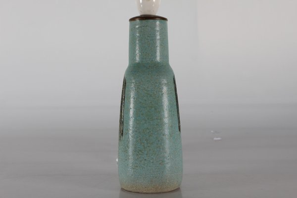 Danish Stoneware Table Lamp in Matte Salt Green Glaze by Eva Stæhr-Nielsen for Saxbo, 1960s-QQ-1725538