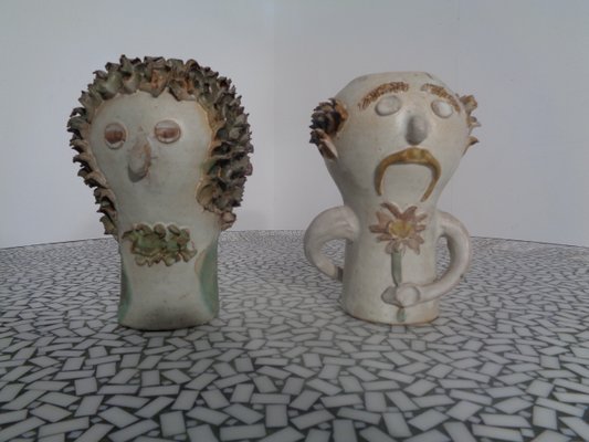 Danish Studio Ceramic Woman & Man Vases, 1960s, Set of 2-RDW-659596