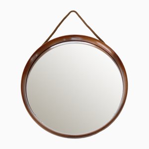 Danish Style Round Wall Mirror with Teak Frame, 1950s-AET-2034626