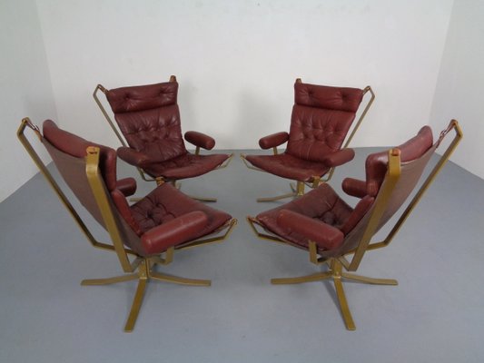 Danish Super Star Leather & Steel Chairs, 1970s, Set of 4-RDW-937633