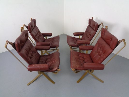 Danish Super Star Leather & Steel Chairs, 1970s, Set of 4-RDW-937633