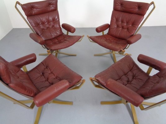 Danish Super Star Leather & Steel Chairs, 1970s, Set of 4-RDW-937633