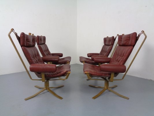 Danish Super Star Leather & Steel Chairs, 1970s, Set of 4-RDW-937633