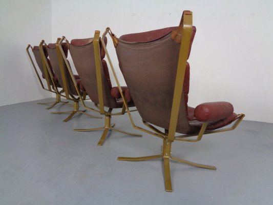 Danish Super Star Leather & Steel Chairs, 1970s, Set of 4-RDW-937633