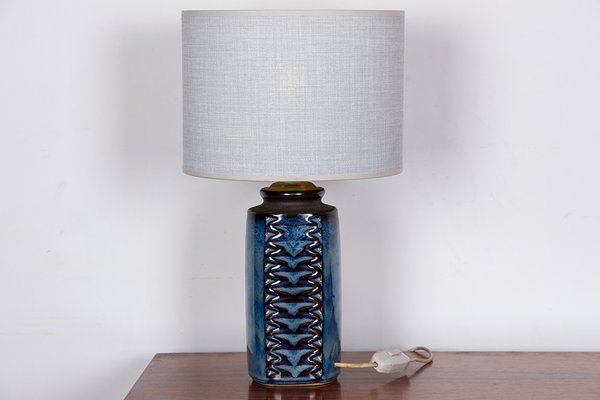 Danish Table Lamp in Blue Iridescent Enameled Ceramic Model 3346 by Einar Johannsen for Axel Nielsen, 1960s-EMB-2027111