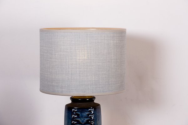 Danish Table Lamp in Blue Iridescent Enameled Ceramic Model 3346 by Einar Johannsen for Axel Nielsen, 1960s-EMB-2027111