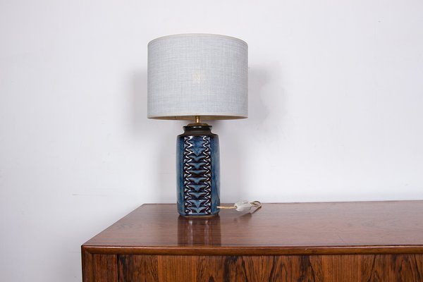 Danish Table Lamp in Blue Iridescent Enameled Ceramic Model 3346 by Einar Johannsen for Axel Nielsen, 1960s-EMB-2027111