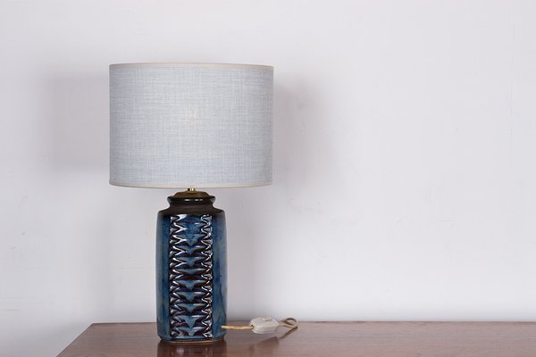 Danish Table Lamp in Blue Iridescent Enameled Ceramic Model 3346 by Einar Johannsen for Axel Nielsen, 1960s-EMB-2027111