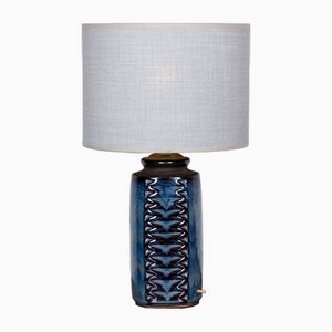 Danish Table Lamp in Blue Iridescent Enameled Ceramic Model 3346 by Einar Johannsen for Axel Nielsen, 1960s-EMB-2027111