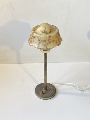 Danish Table Lamp in Brass and Marble Glass from Fog & Mørup, 1940s-LCR-1823039