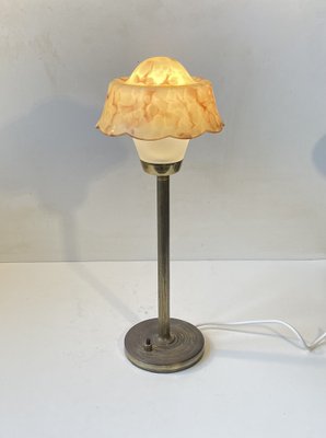 Danish Table Lamp in Brass and Marble Glass from Fog & Mørup, 1940s-LCR-1823039