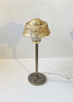 Danish Table Lamp in Brass and Marble Glass from Fog & Mørup, 1940s-LCR-1823039