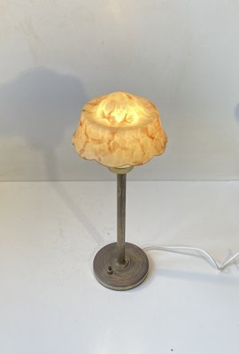 Danish Table Lamp in Brass and Marble Glass from Fog & Mørup, 1940s-LCR-1823039