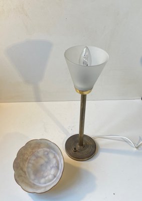 Danish Table Lamp in Brass and Marble Glass from Fog & Mørup, 1940s-LCR-1823039