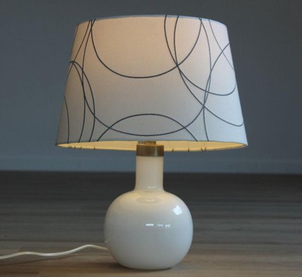 Danish Table Lamp in Opal Glass by Michael Bang for Holmegaard-ESB-1376683