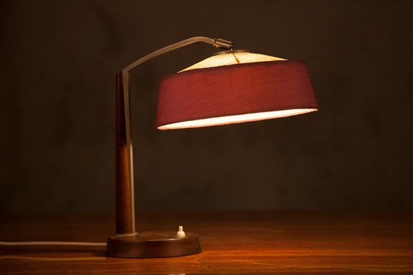 Danish Teak and Metal Table Lamp, 1950s-QVY-751165