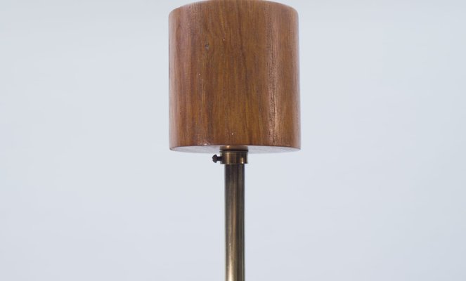 Danish Teak and Opaline Glass Ceiling Lamp, 1960s-KQB-581139