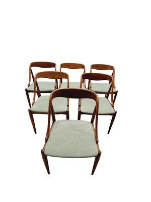 Danish Teak and Velvet No. 16 Dining Chairs attributed to Johannes Andersen, 1960s, Set of 6-SAK-1772388