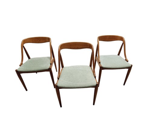 Danish Teak and Velvet No. 16 Dining Chairs attributed to Johannes Andersen, 1960s, Set of 6-SAK-1772388