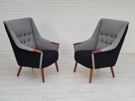 Danish Teak and Wool Armchair, 1970s-TMW-1417708