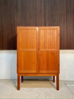 Danish Teak Bar Cabinet or Cupboard with Brass Details, 1960s-JP-1028531