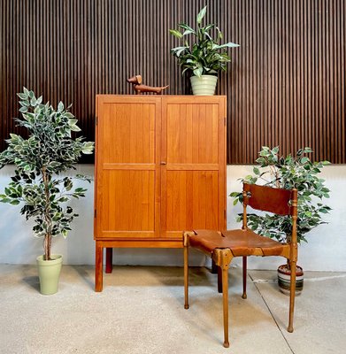 Danish Teak Bar Cabinet or Cupboard with Brass Details, 1960s-JP-1028531