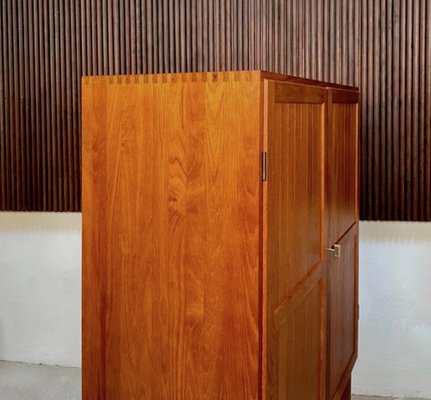 Danish Teak Bar Cabinet or Cupboard with Brass Details, 1960s-JP-1028531