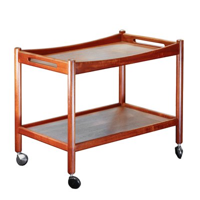 Danish Teak Bar Cart or Serving Trolley by Hans J. Wegner for Andreas Tuck, 1960s-QBR-1089953