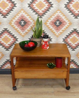 Danish Teak Bar Trolley with Drawer by Peter Brink for BR Møbler Gelsted, Denmark, 1960s-AFE-1371759