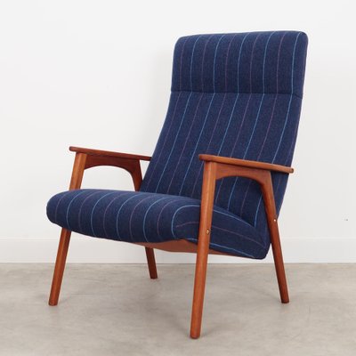 Danish Teak & Blue Fabric Armchair, 1970s-VND-1337828