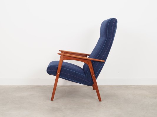 Danish Teak & Blue Fabric Armchair, 1970s-VND-1337828