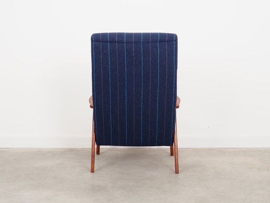 Danish Teak & Blue Fabric Armchair, 1970s-VND-1337828