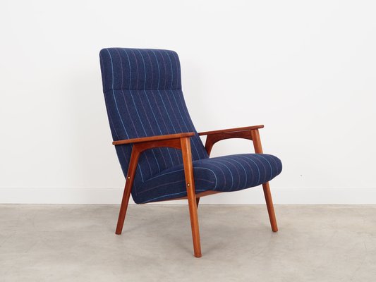 Danish Teak & Blue Fabric Armchair, 1970s-VND-1337828