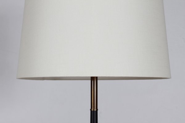 Danish Teak, Brass and Black Metal Floor Lamp, 1960s-QQ-1419371