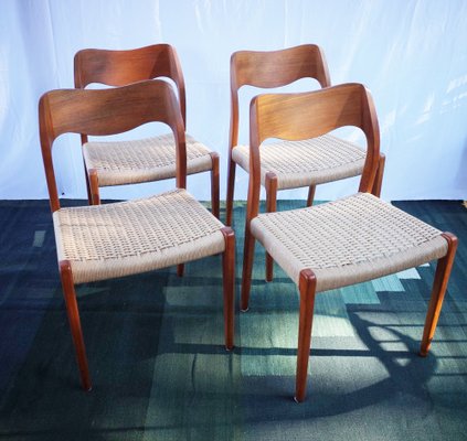 Danish Teak Chairs Model 71 by Niels O. Møller, 1960s, Set of 4-BHX-2040516