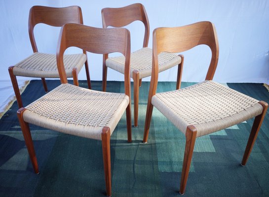 Danish Teak Chairs Model 71 by Niels O. Møller, 1960s, Set of 4-BHX-2040516